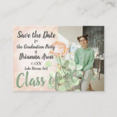 Stoffige perzik, groen  Afstuderen Opslagdatum Advieskaart (Voorkant)