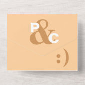 Stoffige perzik moderne typografie grote symbolen all in one uitnodiging (Achterkant)