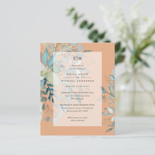 Stoffige Perzik Salie Trouwceremonie Ontvangst Uit (Staand voorkant)