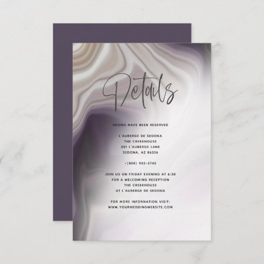 Stoffige Plum Agate Details  Kaart (Voorkant / Achterkant)