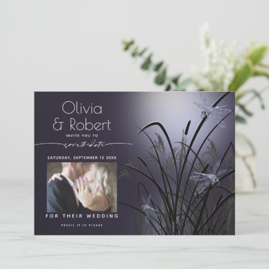 Stoffige Pruim Bewaar de Datum Maneschijn Libel Kaart (Staand voorkant)