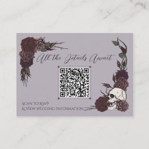 Stoffige Pruim Bloemenschedel & Inkt QR kaart