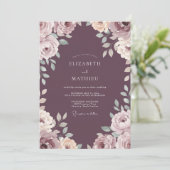 Stoffige Pruim Blush Roze Bruiloft Kaart (Staand voorkant)