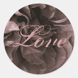 STOFFIGE PRUIMEN Frilly Roos LIEFDE Bruiloft Envel Ronde Sticker