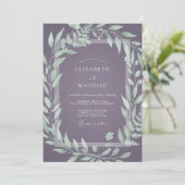 Stoffige Pruimenblad Bruiloft Kaart (Staand voorkant)