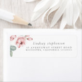 Stoffige Roos Bloeit Elegante Waterverf Etiket (Insitu)