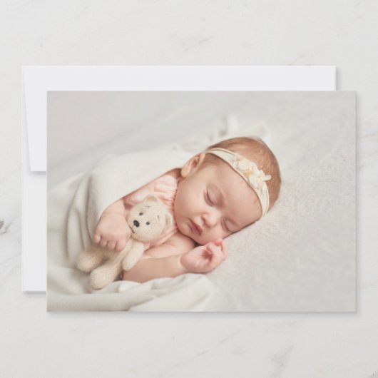 Stoffige Roos Bloem Gouden Doop Doopfeest Foto Bedankkaart (Achterkant)