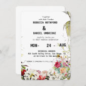 Stoffige Roos Bloemen Trouw Uitnodiging stap voor  (Voorkant / Achterkant)