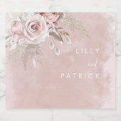 Stoffige Roos Bloemen Waterverf Blozende Trouw Ver Bier Etiket (Enkel label)