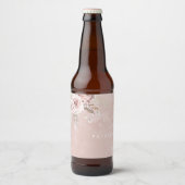 Stoffige Roos Bloemen Waterverf Blozende Trouw Ver Bier Etiket (Voorkant)