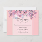 Stoffige roos bloemig RSVP kaartje (Voorkant)