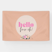 Stoffige roos bloemige "hallo veertig" retro spandoek (Horizontaal)