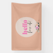 Stoffige roos bloemige "hallo veertig" retro spandoek (Verticaal)