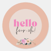 Stoffige Roos bloemige retro "Hallo veertig!"  Ronde Sticker (Voorkant)