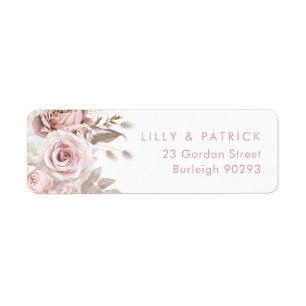 Stoffige Roos & Blush Modern Huwelijk Retouradres Etiket