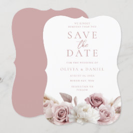 Stoffige Roos & Blush Rozen Alle Seizoenen Trouwen Save The Date