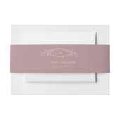 Stoffige Roos botanische kuif monogram bruiloft Uitnodigingen Wikkel (Voorkant Voorbeeld)