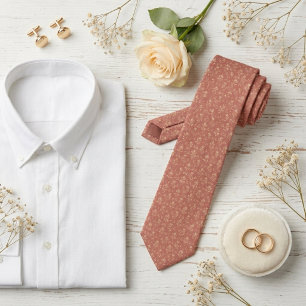 Stoffige Roos en Champagne Micro Bloemige Vintage Stropdas