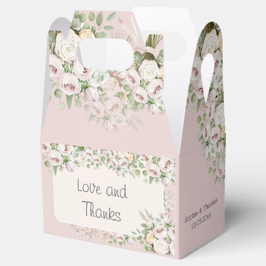 Stoffige roos florale waterverf bedankdoosjes (Geopend)