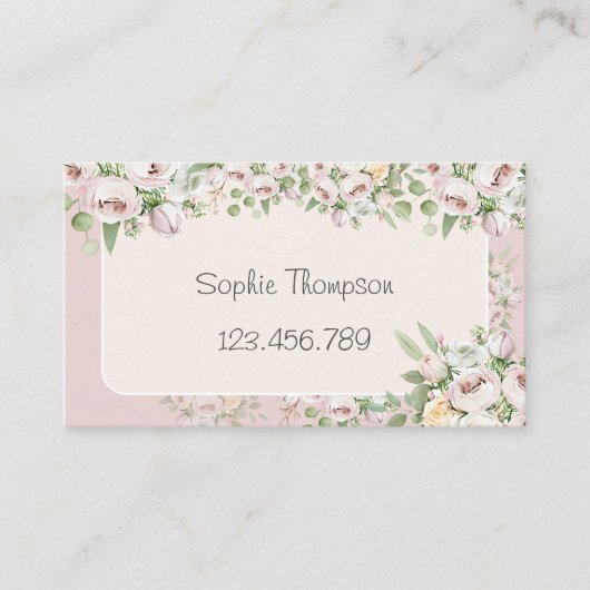 Stoffige roos florale waterverf visitekaartje (Voorkant)