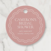 Stoffige Roos | Golfvormige Scalloprand Bruidsmeis Bedankjes Labels (Voorkant)
