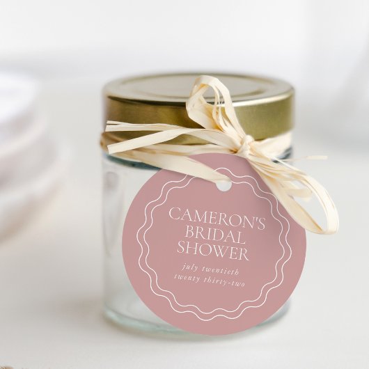 Stoffige Roos | Golfvormige Scalloprand Bruidsmeis Bedankjes Labels