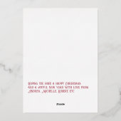 Stoffige roos & gouden geruit Kerstvakantie foto Folie Feestdagenkaart (Achterkant)