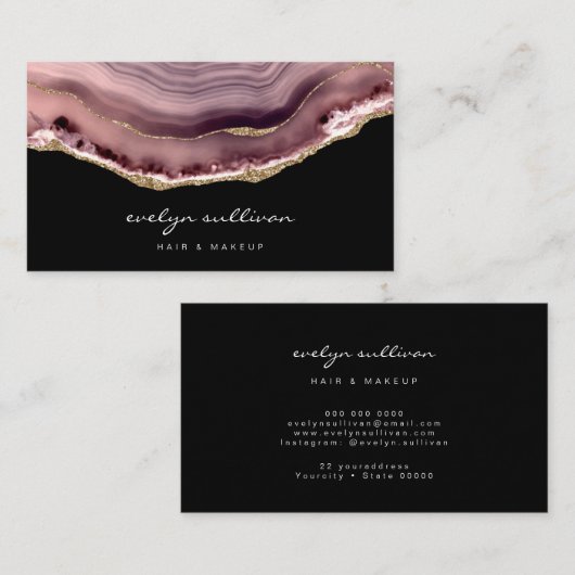 stoffige roos in zwart visitekaartje (Voorkant / Achterkant)