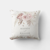 Stoffige Roos & Ivoren Bloemige Bruiloft of jubile Kussen (Voorkant)