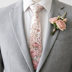 Stoffige Roos & Mauve Bloemrijke Romantische Lente Stropdas