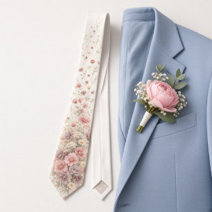 Stoffige Roos & Mauve Bloemrijke Romantische Lente Stropdas