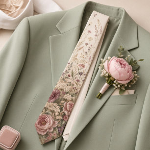 Stoffige Roos & Mauve Bloemrijke Romantische Lente Stropdas