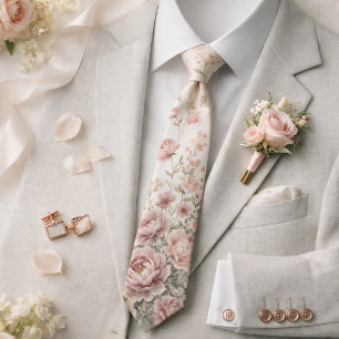 Stoffige Roos & Mauve Bloemrijke Romantische Lente Stropdas