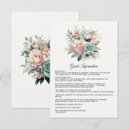 Stoffige Roos, Mintgroen en Blush Gastdetails Informatiekaartje