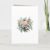 Stoffige Roos, Mintgroene en Blush Bloemen Bruilof Programma (Achterkant)