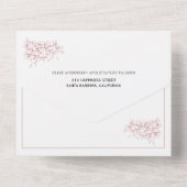  stoffige roos roze heraldische crèmebruiloft all in one uitnodiging (Achterkant)