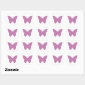 Stoffige Roos Vlinder Silhouet, Aangepaste Kleur, Vierkante Sticker (Vel)