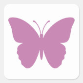 Stoffige Roos Vlinder Silhouet, Aangepaste Kleur, Vierkante Sticker (Voorkant)