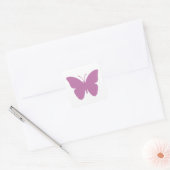 Stoffige Roos Vlinder Silhouet, Aangepaste Kleur, Vierkante Sticker (Envelop)