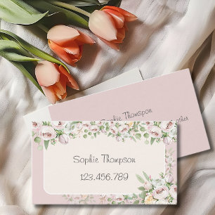 Stoffige roos waterverf bloemen visitekaartje