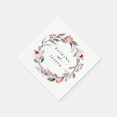 Stoffige roos waterverf bloemenkrans servet (Hoek)