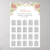 stoffige roos waterverf bruiloft zitplaats poster (Voorkant)