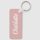 Stoffige Roos & Witte Aangepaste Naam Sleutelhanger (Achterkant)