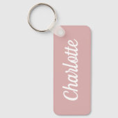 Stoffige Roos & Witte Aangepaste Naam Sleutelhanger (Voorkant)
