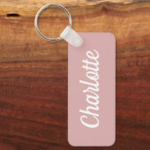 Stoffige Roos & Witte Aangepaste Naam Sleutelhanger (Voorkant)