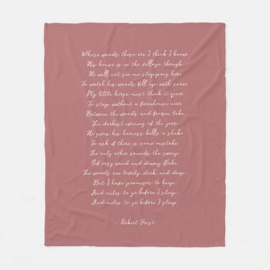Stoffige Roze Aangepaste Gedicht Lied Tekst Citaat Fleece Deken (Voorkant)