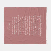 Stoffige Roze Aangepaste Gedicht Lied Tekst Citaat Fleece Deken (Voorkant (Horizontaal))