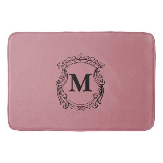 Stoffige Roze Aangepaste Monogram Wapenschild Badmat (Voorkant)