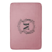 Stoffige Roze Aangepaste Monogram Wapenschild Badmat (Voorkant Verticaal)