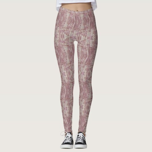 Stoffige Roze Abstract Getextureerd Patroon Leggings (Voorkant)